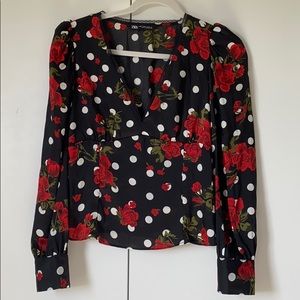 Zara rose polka dot blouse